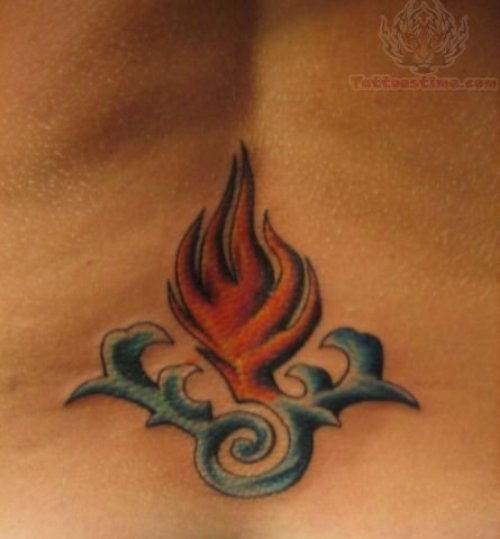 Water Into Fire Lower Back Tattoo